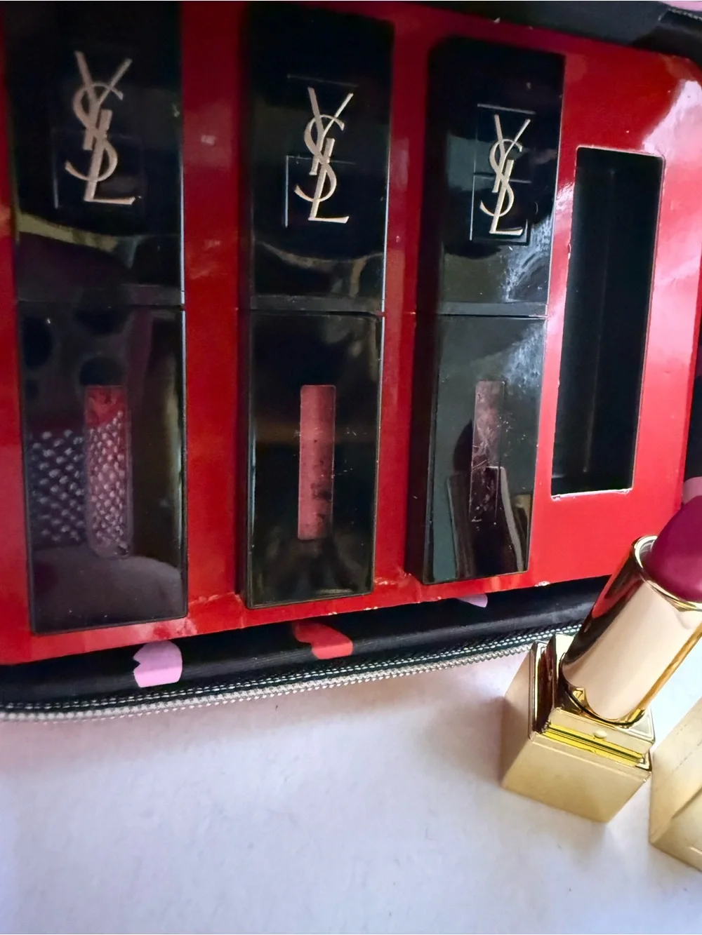 Yves Saint Laurent Lipstick & Gloss Set in Red and Pink Shades